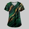 thumbnail image 4 of EHTMSAK Women Scrub Tops with Pocket Floral Nurses Uniform Workwear Tunic Casual Short Sleeve V-Neck Clinic Blouse Carer Top on Clearance Dark Green L, 4 of 7