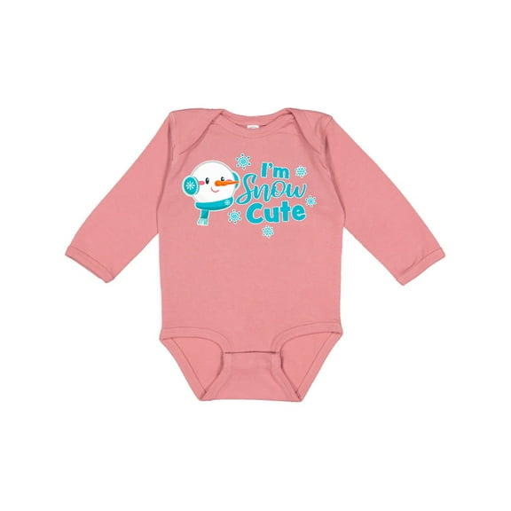 Inktastic Im Snow Cute with Snowman and Snowflakes Christmas Gift Boys or Girls Long Sleeve Baby Bodysuit