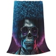 thumbnail image 2 of Honeii Punk Style Blue Haired Skull Print Fleece Blanket - Throw Blanket for Bed, Sofa, Couch, Camping, and Travel , Microplush Ultra Soft Warm Blanket-80"x60", 2 of 7