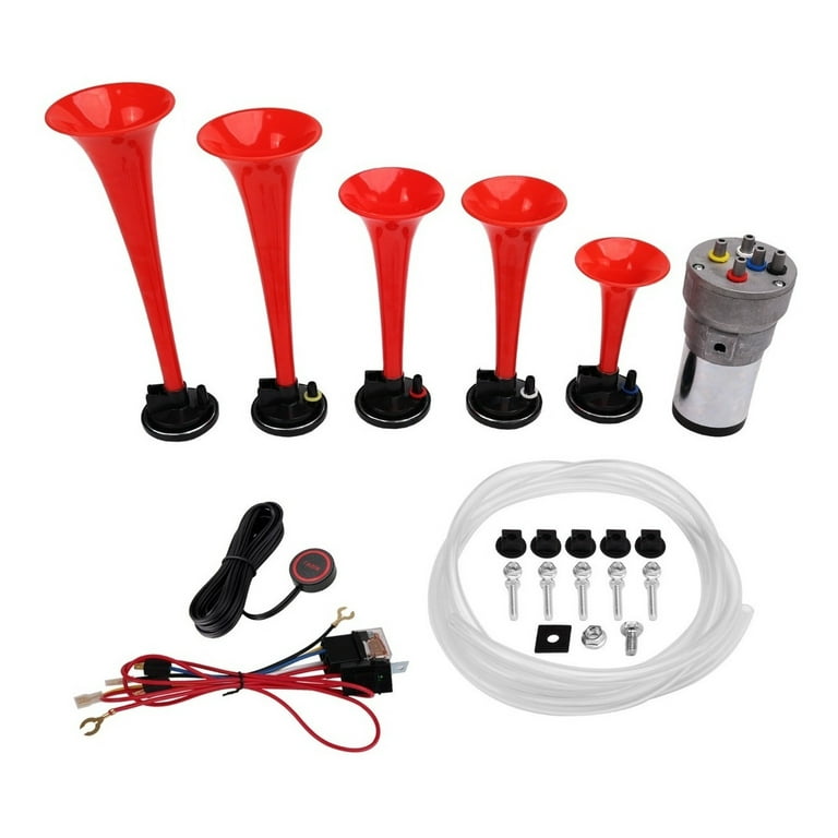 FARBIN Musical Air Horns Plays Dixieland Melody Music Horn Dixie Air Horn  with Button Multi-frequency Sound Five Trumpet Dixie Truck Horn with