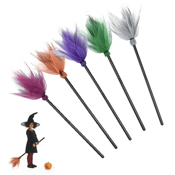 GLFILL Halloween Witch Broom Plastic Witch Broomstick Kids Broom Props