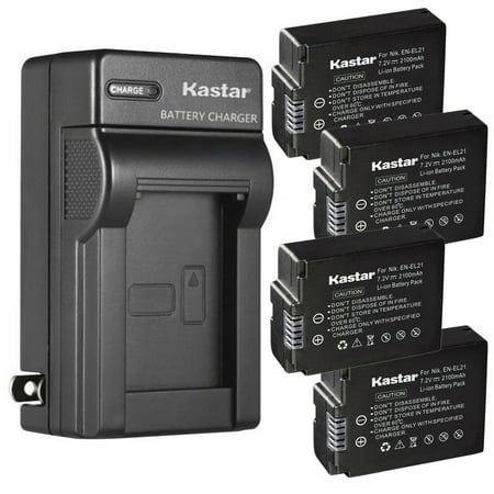 Image of Kastar 4-Pack Battery and AC Wall Charger Replacement for Nikon EN-EL21 ENEL21 Battery Nikon MH-28 MH28 Charger Nikon 1 V2 Digital Camera Nikon 1V2 Digital Camera