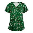 thumbnail image 2 of Garbnen Christmas Womens Scrubs V Neck Short Sleeve Workout Tops for Women Holiday Print Nurses Working Uniforms with Pockets S-5XL, 2 of 5