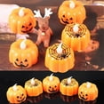 thumbnail image 3 of EQWLJWE Orange Tea Light Candles, Battery Operated LED Tealights, Small Pumpkins Lights with Warm White Bulb, Flameless, Electric Fake Tea Candles Realistic for Halloween, 3 of 3
