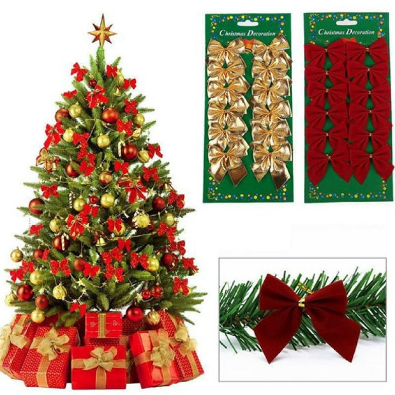 12pcs Christmas Tree Decorations - red Star Hanging Ornaments red Glitter  Stars Festive Embellishments for Holiday Party Decoration