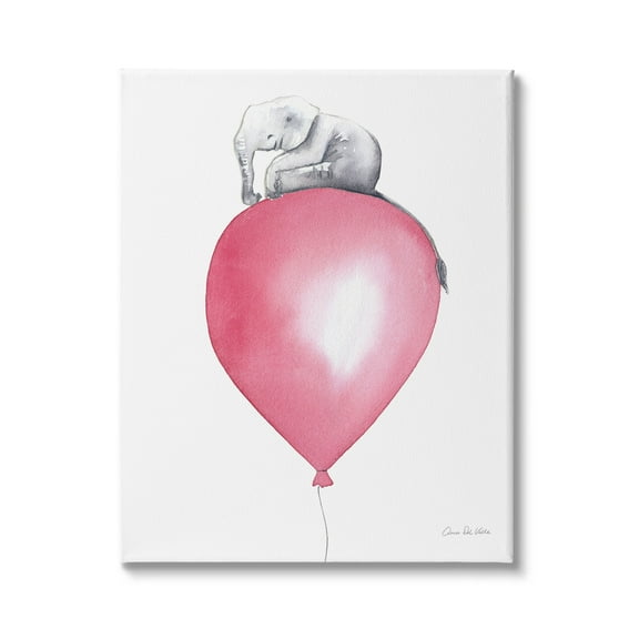 Stupell Industries Children's Baby Elephant Sitting on Large Red Balloon, 16 x 20, Design by Aimee Del Valle