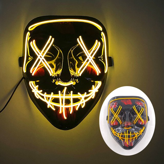 Mascarilla facial de purga con luz LED para Halloween, máscara de terror brillante, suministros de disfraces, gran oferta