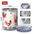 thumbnail image 3 of 12oz Tumblers White Chicken Folk Pattern Vacuum Insulated Stainless Steel Travel Tumbler Cups Mug with Lid and Straw for Beer,Coffee,Beverages with Cleaning Brush for Cold & Hot Drinks, 3 of 5