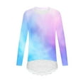 thumbnail image 5 of aohooy Toddler Shirts Girls Tie Dye Long Sleeve Crewneck Tunic Lace Trim Hem Trendy Blouses Cute Fall Pullover Loose Soft Tops Blue,4-5Years, 5 of 6