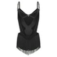 thumbnail image 2 of Oyolan Women's Fringe Latin Dance Dress Glittery Cutout Leotard Bodysuit Salsa Cha-Cha Rumba Black XL, 2 of 5