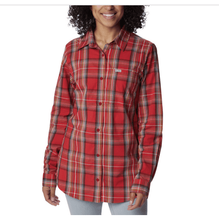 Columbia Women's Anytime Patterned Long-Sleeve Shirt - Red Lily Csc Ta