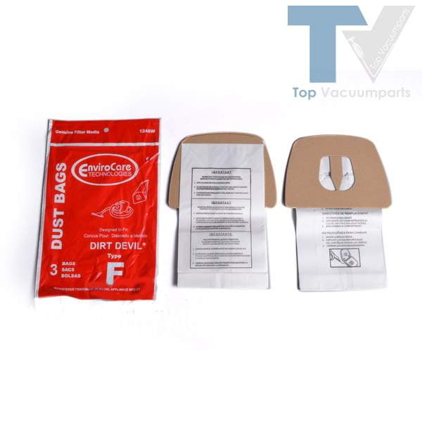 Dirt Devil Type F Envirocare Canister Vacuum Cleaner Paper Bags 3PK