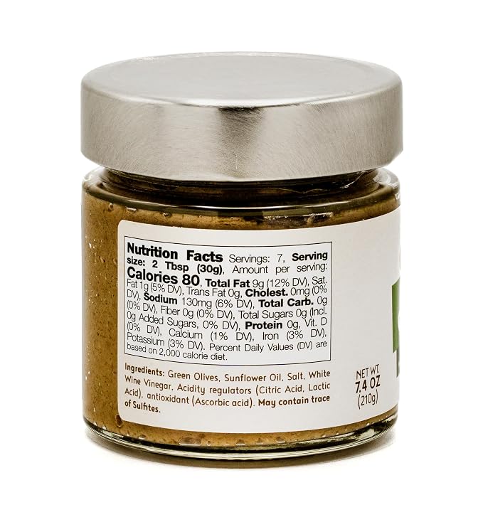 Peccati di Calabria Italian Green Olive Bruschetta Spread, 7.4 oz (210g)