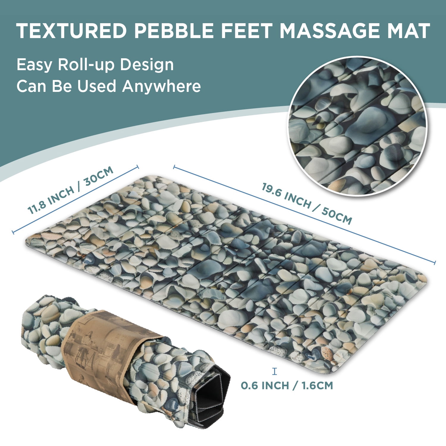 Foot Massager Mat | Relieve Foot Pain Plantar Fasciitis Heel Arch Pain & Stress - Travel Reflexology Mat