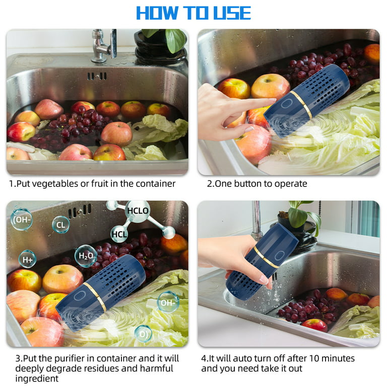 Fruit and Vegetable Washing Machine Allnice Fruit and Vegetable Cleaner  Device USB Rechargeable Food Purifier Automatic Household Cleaning Gadgets  for