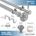 thumbnail image 3 of Urbanest Adjustable Double Curtain Rod Set Door Knob Flat Button Finials – 1″ Front & 3/4 Back Rod With Brushed Steel Rod, 48–84 Inches, 3 of 6