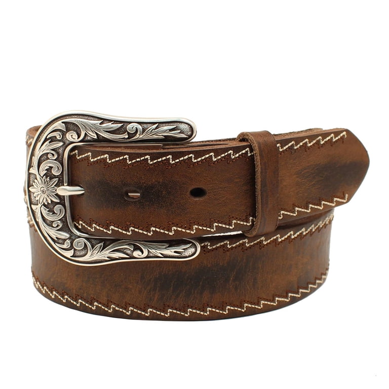 M+F Western Products Womens Zig Zag Stitch Belt L Brown  display picture 3