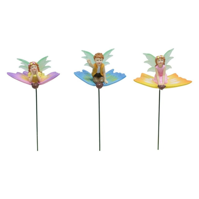 3pcs Luminoso mini estatua de hadas estatuas de jardín decoración al aire libre figuras de hadas para jardines de jardín de jardines