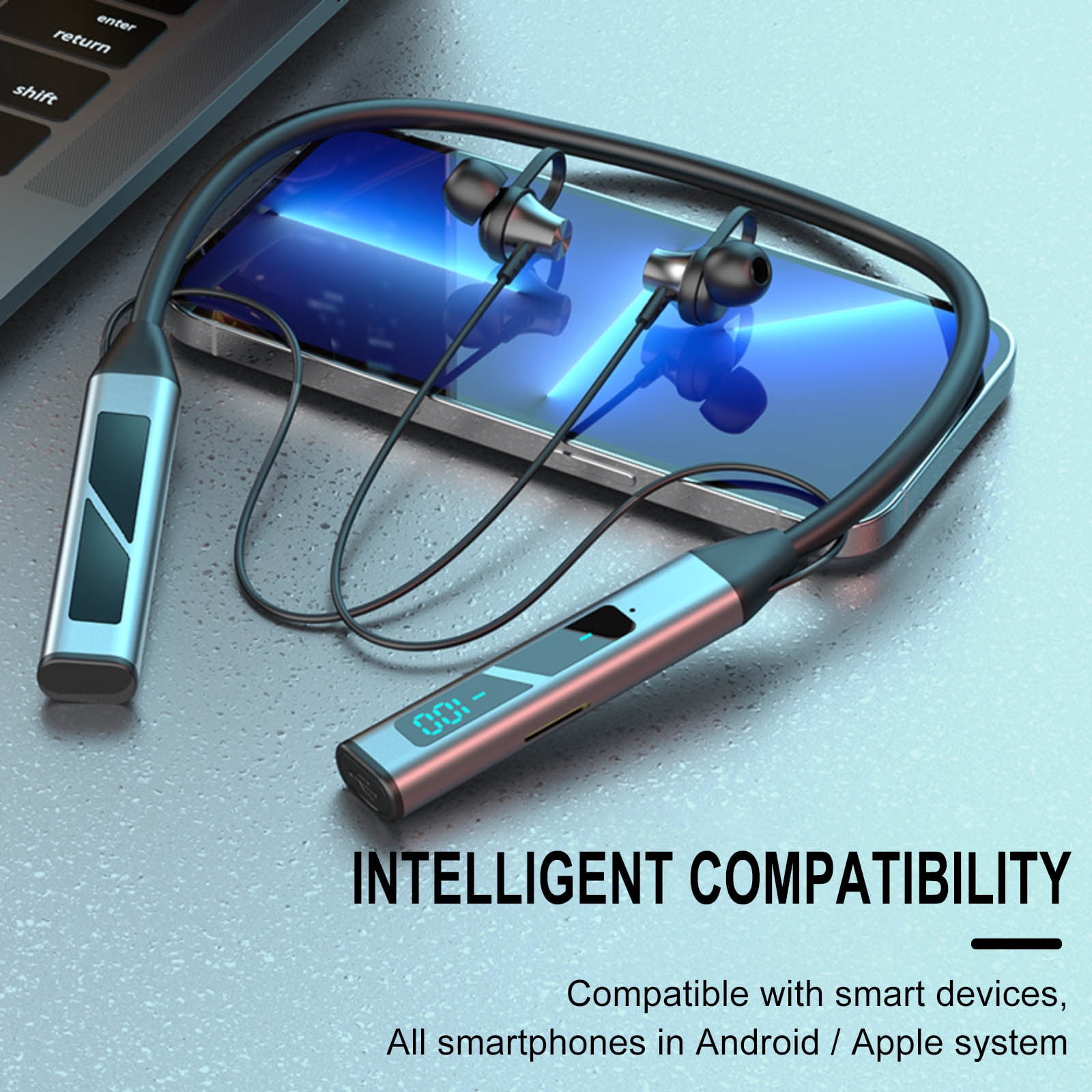 Bluetooth Headphones Wireless Earbuds 80hrs Playtime Wireless Charging Case Digital Display Sports Ear Buds with Earhook Deep Bass IPX7 Waterproof Over-Ear Earphones for TV Phone Laptop(Gray)