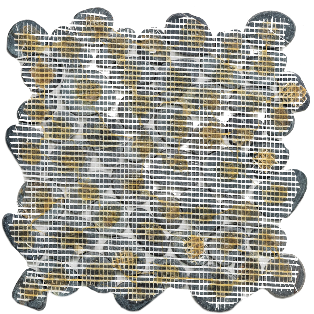 The Tile Life Streambed Black Honed Marble Pebble / Rock Mosaic Tile 12x12 in 11-Piece