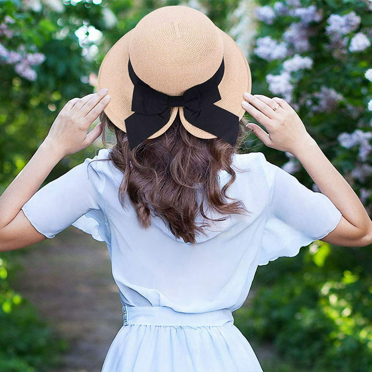 New Bow Straw Sun Hat Cap Wide Brim Summer Hats For Women Beach