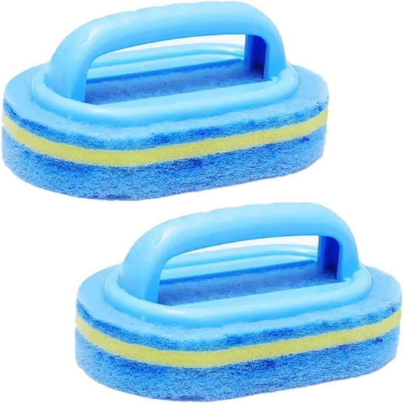 2-Pack Bathtub Scrubber with Handle, Reusable Tile & Sink Cleaning Brush