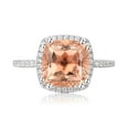 thumbnail image 2 of 10K White Gold Natural morganite Cushion Cluster Setting Engagement Ring, 2 of 6