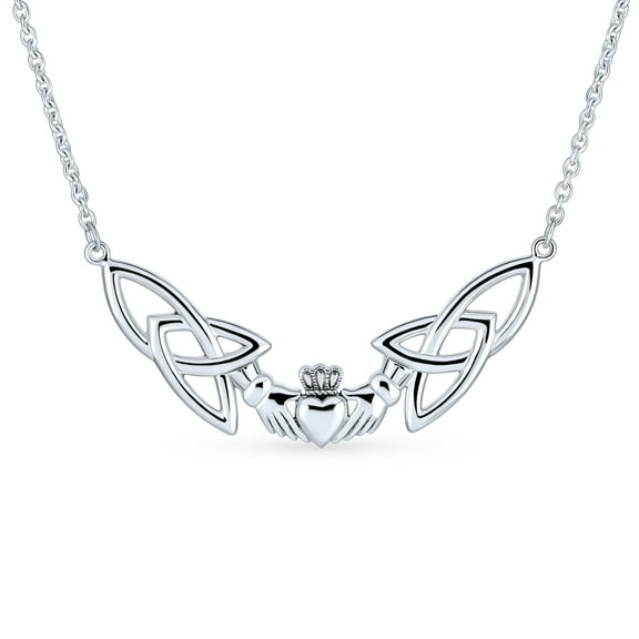 Bling Jewelry Womens Traditional Irish Celtic Trinity Collar Necklace in Sterling Silver
