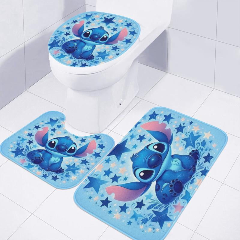 Lheaggik Cute Cartoon 4 Pcs Bathroom Sets with Shower Curtain and Rugs, Waterproof Polyester Shower Curtain Sets with Hooks
