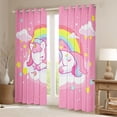 thumbnail image 3 of Feelyou Dreamy Unicorn Child Black Out Curtains, Cartoon Stars Rainbow Curtains Pack of 2 (42x63 Each), Girly Pink Animal Bedroom Curtains, Window Curtains Decor, 3 of 7