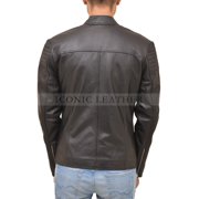 Mens GENUINE Leather BLACK Biker Jacket