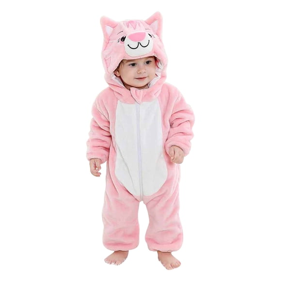 Pijamas Para Niños Pequeños Otoño Invierno Bebé Infantil Unisex Pijama Para Niños Onesie De Felpa Traje De Animal Perezoso De Una Pieza Rosa Odeerbi LM103-2968