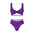 thumbnail image 4 of Daiia Purple Glitter Women's Bikini Set Two Piece Swimsuit High Waisted Bikini Adjustable Straps Bikini Perfect for Beach, Pool, and Summer Vacation-Medium, 4 of 9