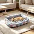 thumbnail image 5 of Sahpxhe Dog Bed, Rectangular High Bolster Warm Plush Pet Bed With Geometric Line Print For Indoor Cats And Small Medium Dogs, 5 of 5