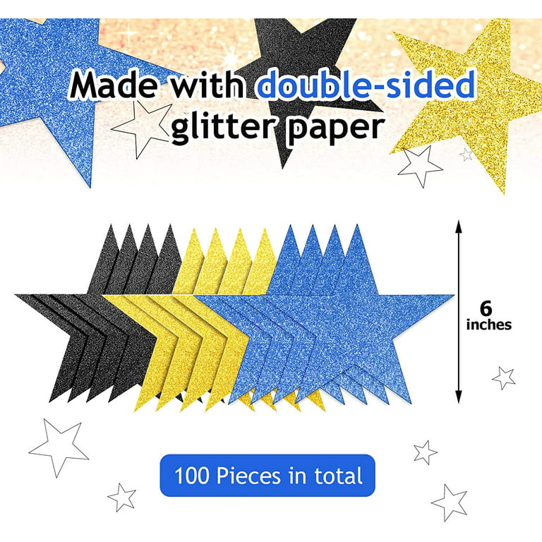 Glitter paper stars, 20 pieces, 1-6 Star cutouts, Glitter paper star die  cut, Twinkle Twinkle little star party decorations