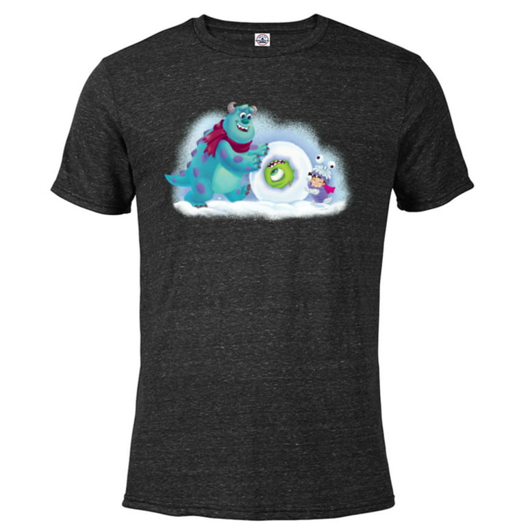 PIXAR Monsters Inc. Mike, Sully & Boo Holiday Snowball - Short Sleeve  Blended T-Shirt for Adults - Customized-Black Snow Heather
