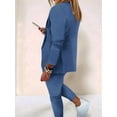 thumbnail image 6 of Two Piece Sets for Women Dressy Suits Long Sleeve Blazer Sets Tapered Suits Business Professional Outfits Denim Blue M, 6 of 7