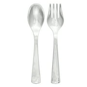 Way to Celebrate Silver Electroplated Serving Fork and Spoon Set, 4 Count