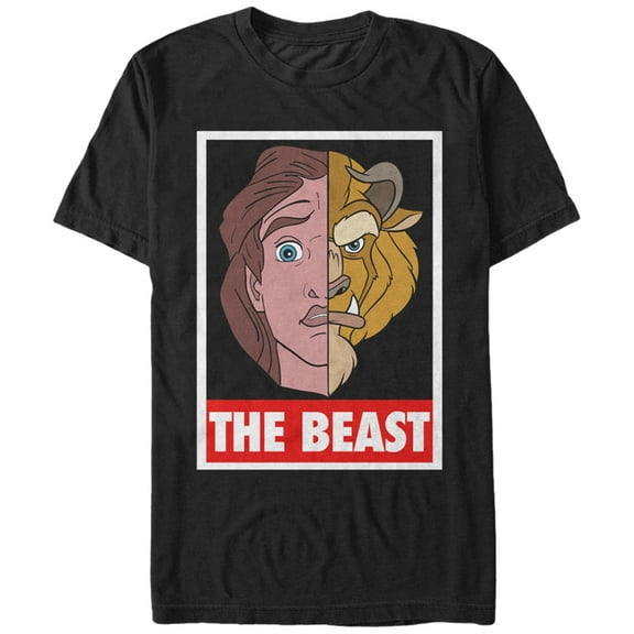 Men's Beauty and the Beast Face Off Graphic Tee Black 3X Large