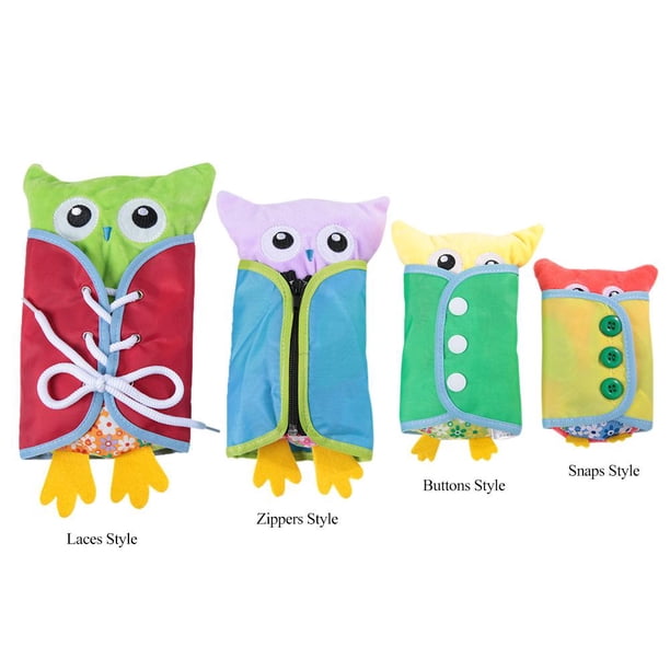 4 Unids Juguetes para Bebés Búho Que se Viste Material Felpa Verde Púrpura Amarillo Rojo