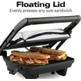 thumbnail image 4 of Hamilton Beach Electric Panini Press Grill with Locking Lid, Opens 180 Degrees for any Sandwich Thickness (25460A) Nonstick 8" X 10" Grids Chrome Finish,Medium, 4 of 8