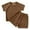 Brown, variant on Tall Girl Friendly 2 Piece Sets Tween Outfits, Boys and Girls Summer Solid Color Fashion Short Sleeve Set Casual Top Shorts Two Piece Set