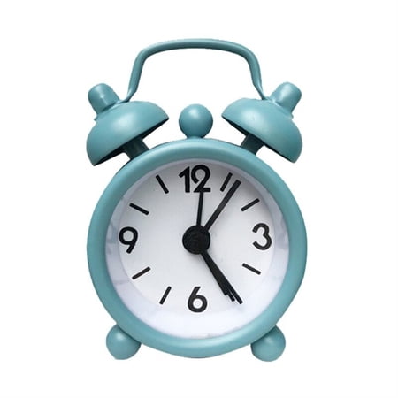 Mini Metal Small Alarm Clock Creative Blue Quartz Round Alarm Clock Portable Desktop Decoration photo Mini Metal Small Alarm Clock Creative Blue Quartz Round Alarm Clock Portable Desktop Decoration