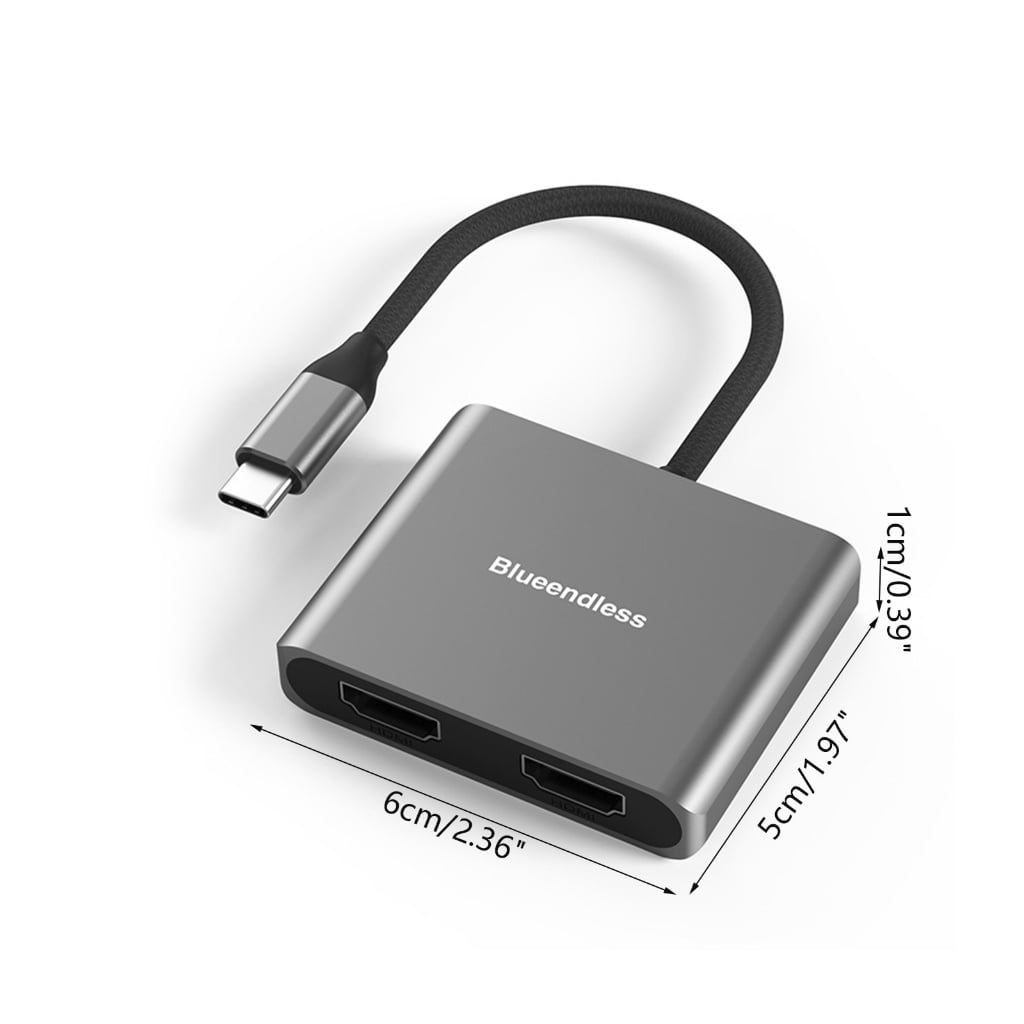Sofullue 2-Port Multi Monitor Adapter USB C to 2 x HDMI-compatible Video  Splitter USB Type C Hub Dual 4K 30Hz or 4K 60Hz for PC - Walmart.com