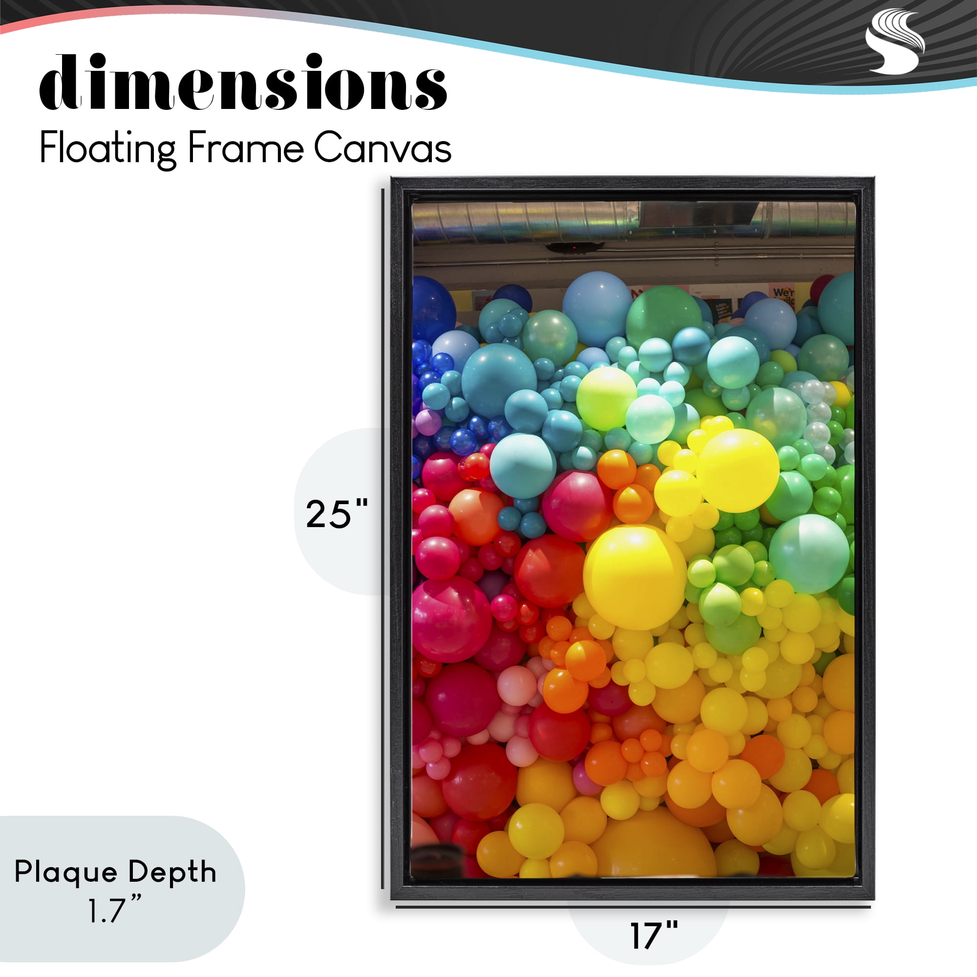Stupell Industries Lively Colorful Balloons Black Framed Floater Canvas Wall Art, design by LISH Creative