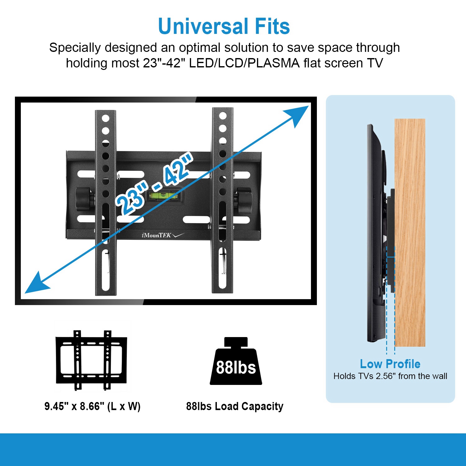 Moclever TV Wall Mount Bracket Tilt TV Rack for 23-42in LED LCD PLASMA Flat TV VESA 200x200mm, Black