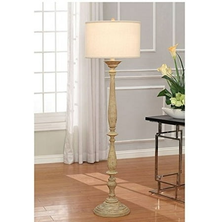 Latte Spindle Wood Floor Lamp With Cream Shade