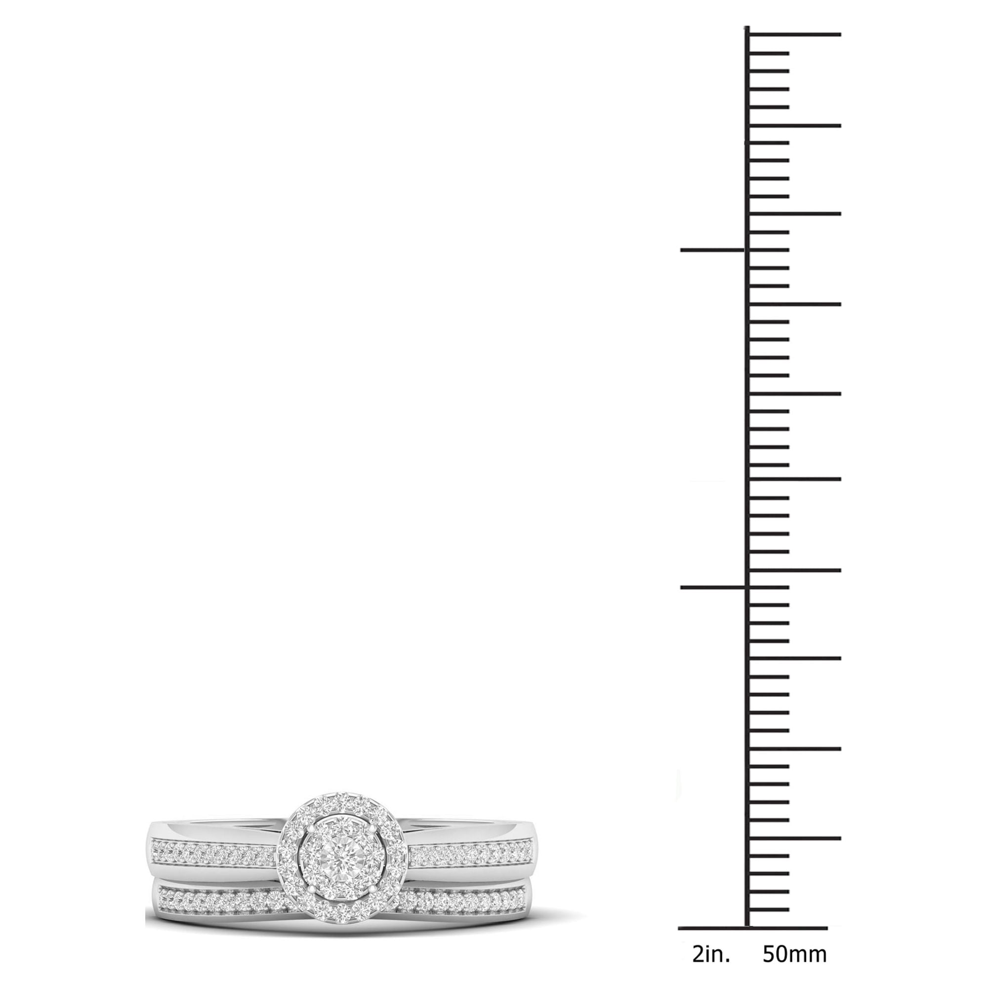 1/5Ct TDW Diamond S925 Sterling Silver Cluster Halo Bridal Set (I-J, I2)