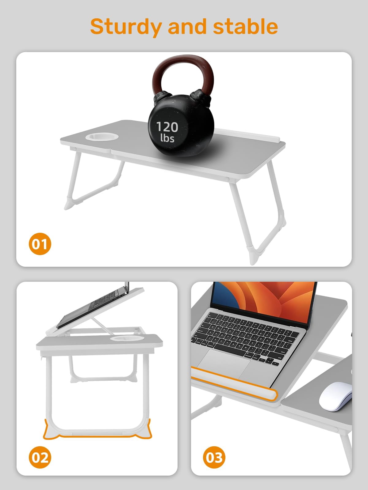 Lap Desk For Couch/sofa/floor  5-angle Adjustable Bed With Foldable &cup Holder Light Weight Tray Table Writing/eating/reading Portable Laptop Stand Adults