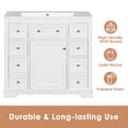 thumbnail image 6 of 36" Bathroom Vanity without Sink, Modern Bathroom Cabinet with Door, 6 Drawers, 1 Open Shelf and Adjustable Shelf, Solid Wood & MDF Bathroom Vanity, Cabinet Base Only, White, 6 of 9